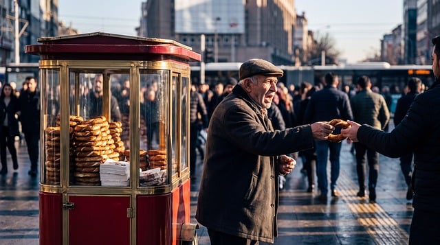 초보 유튜버를 위한 현실적인 조회수 1천 회 달성 전략 3단계 - street, vendor, bagel, food stall, toasting, metal glazing, winter, food sale, flavor, b