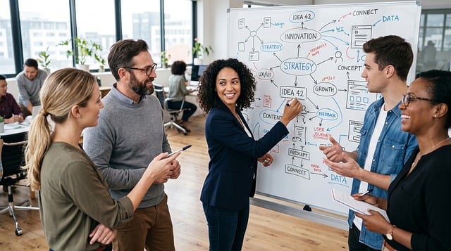 스레드 수익화, 이렇게 시작하세요 - teamwork, management, office, presentation, strategy, whiteboard, collaboration, innovation, discussion,